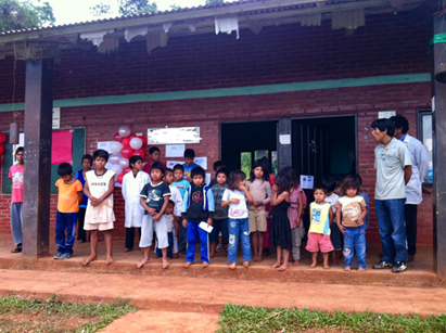 Title: Mbya children starting school in the morning - Description: Mbya children starting school in the morning