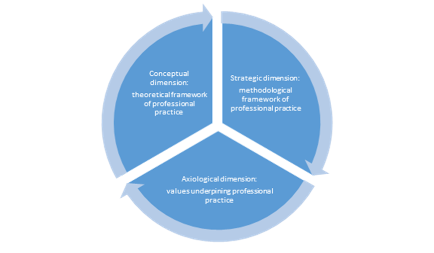 Title: Figure 1. The three dimensions of professional practice
