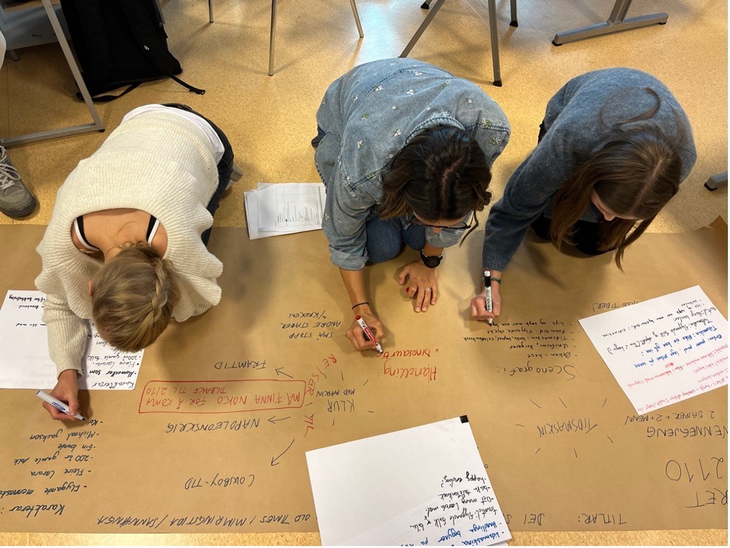 School children brain mapping on the floor.
