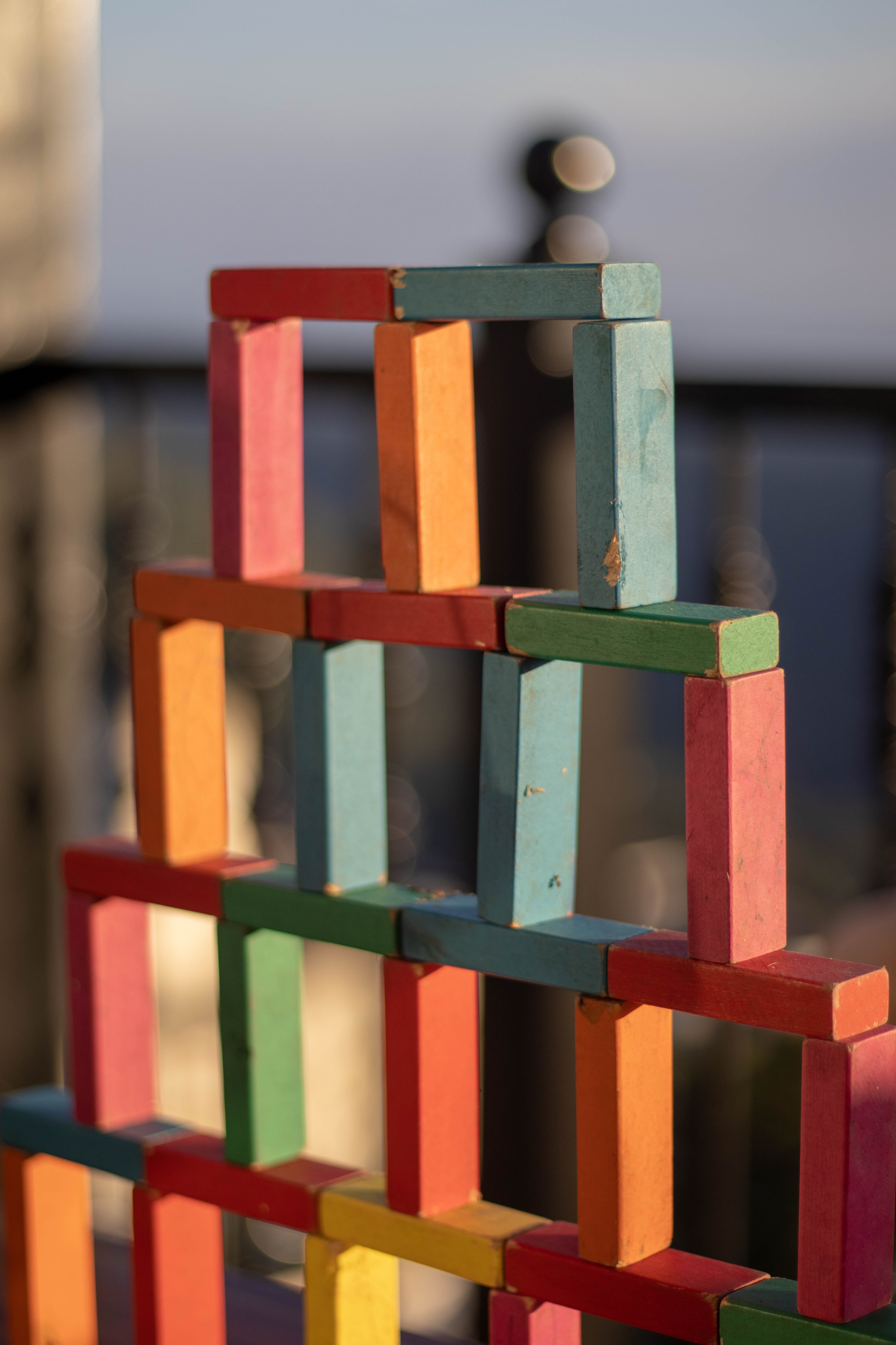 Colored wooden blocks on top of each other