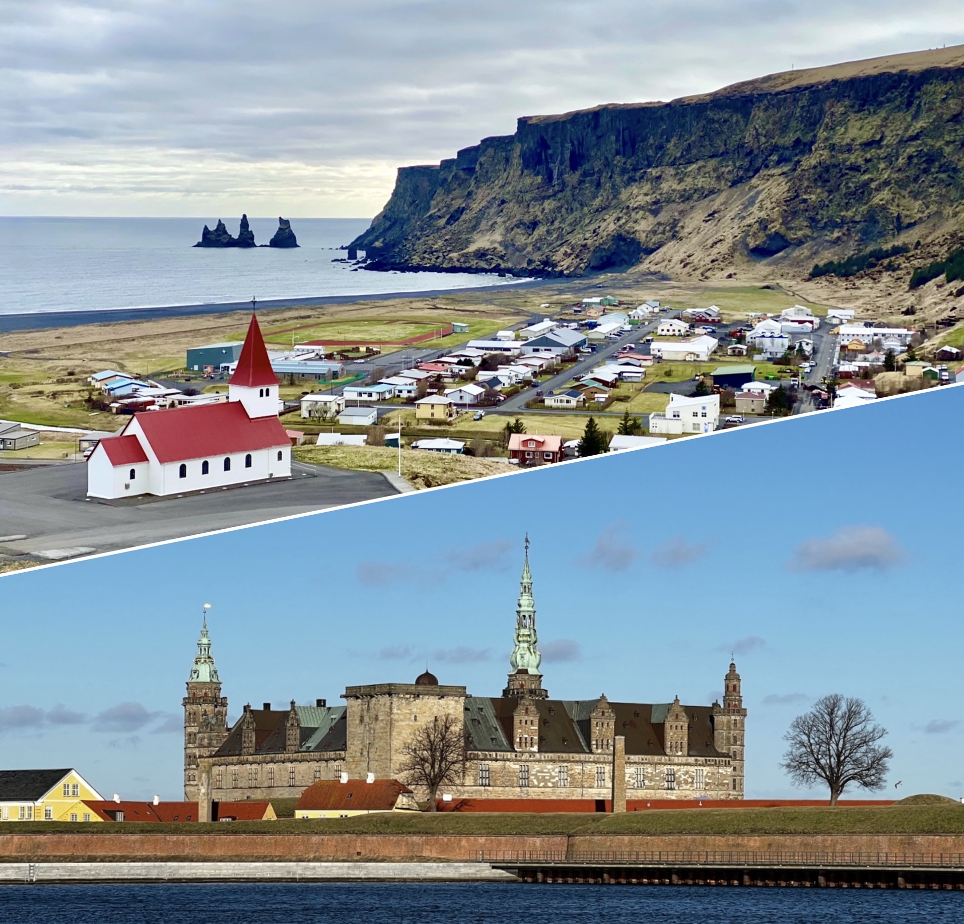 Buildings and landscape from Iceland and Denmark