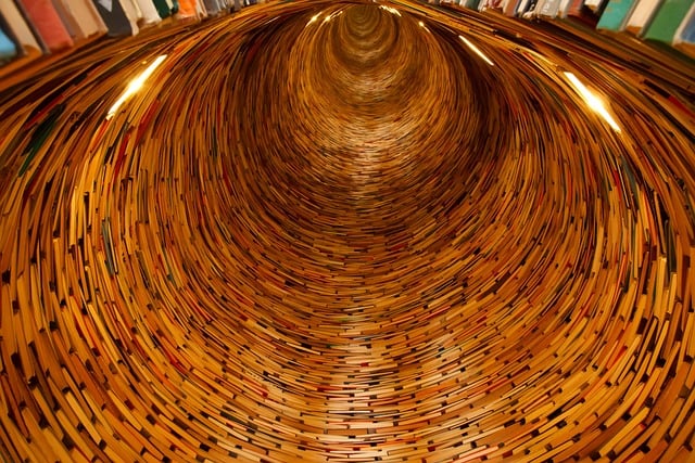 Inside a spiral of books
