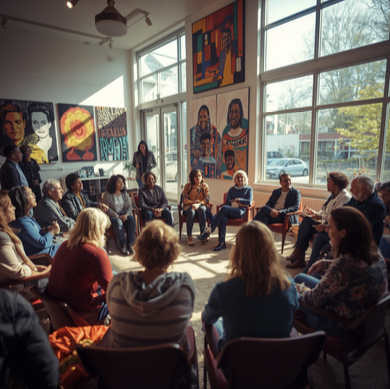 People sitting in a circle - discussing
