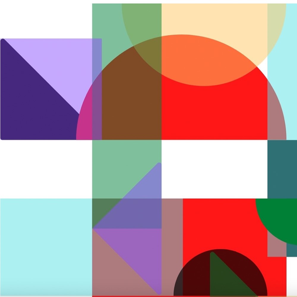 Image of a composition of different geometric shapes in different colors