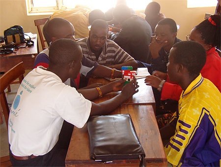 Students working with I-Blocks